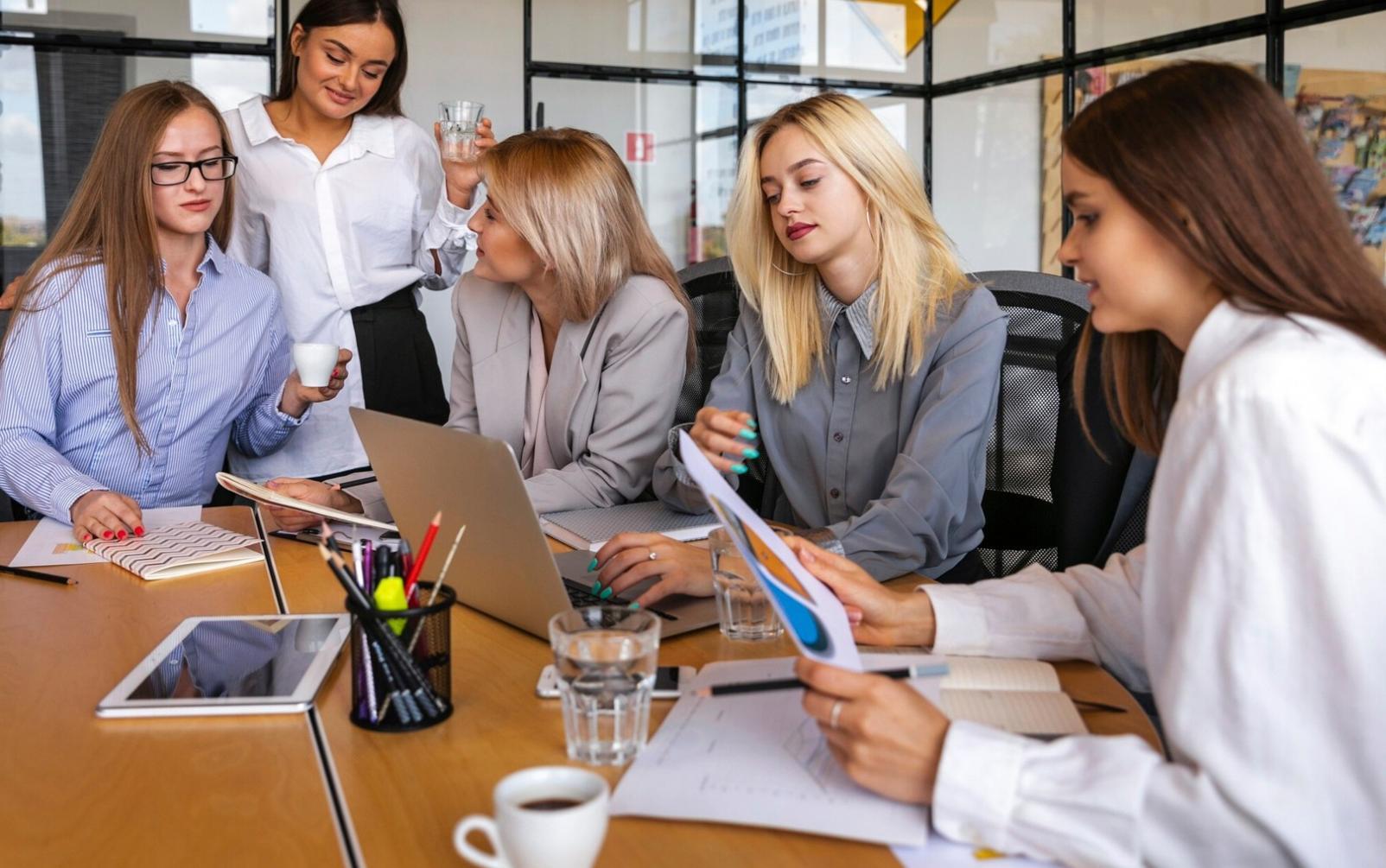 Group of professionals collaborating on financial planning
